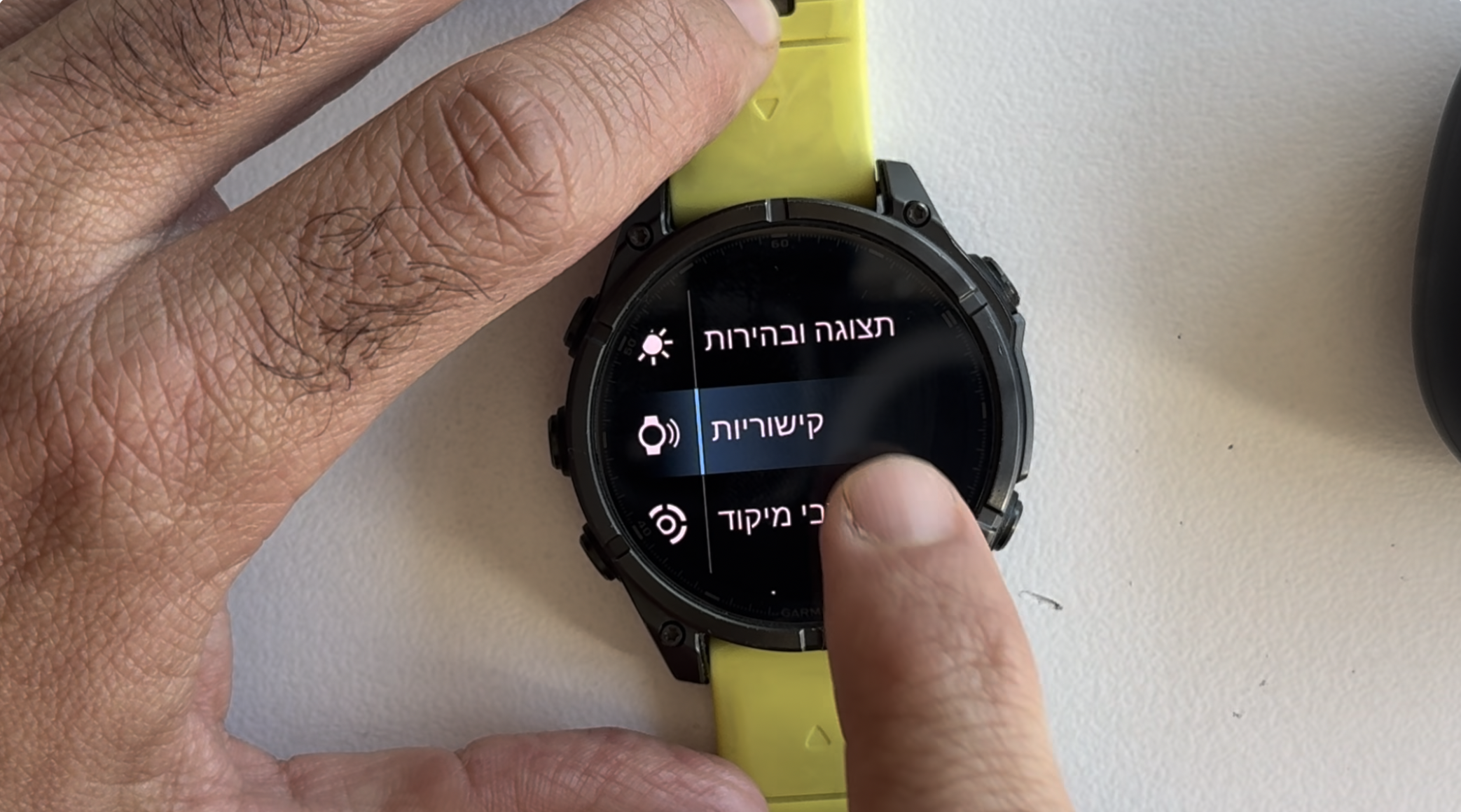 תפריט הגדרות גרמין — חיישנים ואביזרים